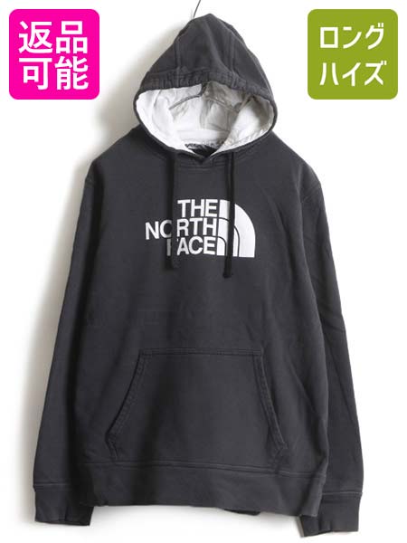 【8/25 24h限定 ポイント5倍!】 人気 モノトーン ■ ノースフェイス ロゴ プリント 2トーン スウェット フード パーカー ( メンズ L ) 古着 The North Face トレーナー 黒| 中古 アウトドア ノース プルオーバー スエット フードパーカー ロゴパーカー ビッグロゴ プリント