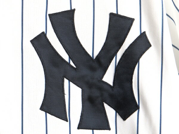 希少サイズ S 新色追加 Mlb オフィシャル Majestic ニューヨーク ヤンキース ストライプ 半袖 ベースボール シャツ 古着 マジェスティック ゲームシャツ Yankees 半袖シャツ ユニフォーム ベースボールシャツ メンズ 中古 メジャ New York