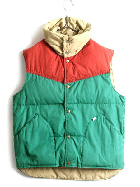 70s ビンテージ ■ ペンフィールド リバーシブル ダウン ベスト ( メンズ M )古着 70年代 ナイロン Penfield ハイネック アウトドア 重ね着| 古着 中古 70's ヴィンテージ ダウンベスト ナイロンベスト 前開き ポケット付き スナップボタン 無地 立ち襟 アメカジ US古着