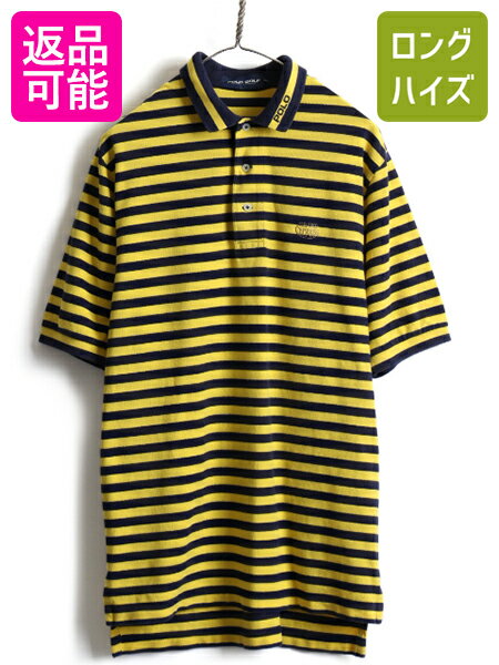 【8/20 24h限定 ポイントUP&最大半額!】 90s ■ POLO GOLF ラルフローレン ボーダー 鹿の子 半袖 ポロシャツ ( メンズ M ) 古着 ポロ ゴルフ オールド 半袖シャツ 2トーン 企業物| レディース 中古 90's 90年代 ラルフ RALPH LAUREN 半袖ポロシャツ ワンポイント 企業ロゴ