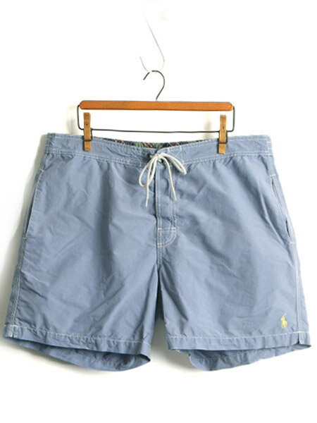【8/18 10%OFFクーポン&最大半額!】 ■ POLO ポロ ラルフローレン ショートパンツ ( メンズ L ) 古着 ショーツ 短パン 海パン 半パン スイム ボードショーツ サーフパンツ 薄青| 中古 ラルフ RALPH LAUREN スイムショーツ スイムパンツ ハーフパンツ 水着 ライナー付き ワン