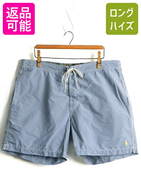 【8/18 10%OFFクーポン&最大半額!】 ■ POLO ポロ ラルフローレン ショートパンツ ( メンズ L ) 古着 ショーツ 短パン 海パン 半パン スイム ボードショーツ サーフパンツ 薄青| 中古 ラルフ RALPH LAUREN スイムショーツ スイムパンツ ハーフパンツ 水着 ライナー付き ワン