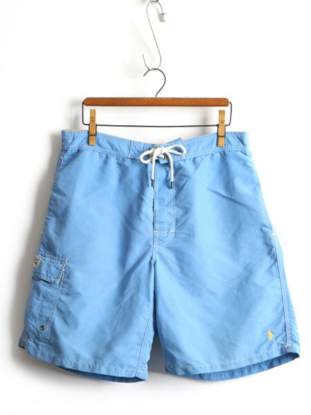 【8/18 10%OFFクーポン&最大半額!】 ■ POLO ポロ ラルフローレン ナイロン ショートパンツ ( メンズ L ) 古着 ショーツ 半パン 短パン 海パン ライナー付き スイムショーツ 青| 中古 ラルフ RALPH LAUREN スイム 水着 サーフパンツ ボードショーツ ハーフパンツ ワンポイ