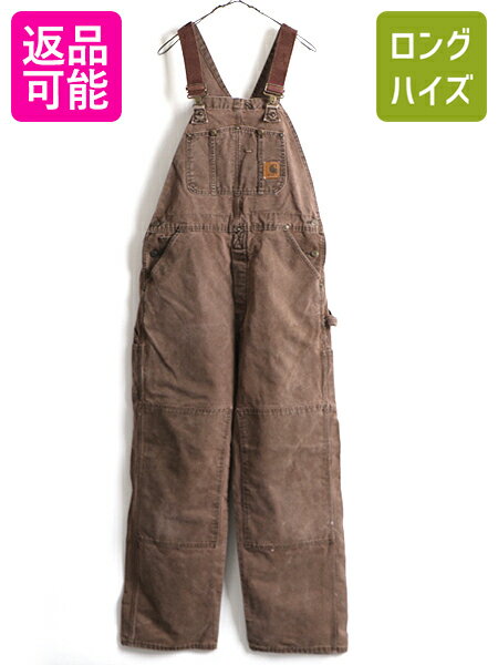 90s USA製 ■ カーハート ダブルニー ダック オーバーオール ( メンズ 36 32 ) 古着 90年代 CARHARTT ワーク ツナギ サンドストーン 濃茶| 中古 90's アメリカ製 オールド ユニオンチケット ユニオンメイド ビブ オールインワン ボトムス アウトドア R06 ダーク ブラウン