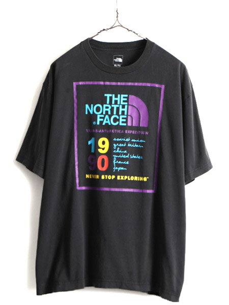 オンリーの 40周年記念モデル XL ) 古着 The North Face 南極 黒| 中古 限定モデル 南極大陸横断探検隊 プリントTシャツ 半袖 Tシャツ  ノースフェイス TRANS ANTARCTICA EXPEDITION 90 プリント 半袖 Tシャツ ( メンズ だきます