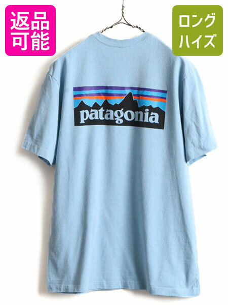 【6/2 10%OFFクーポン 23:59まで!】 19年製■ パタゴニア プリント 半袖 Tシャツ ( メンズ M ) 古着 PATAGONIA オーガニック コットン フィッツロイ アウトドア 半袖Tシャツ 青| 中古 ロゴT ロゴTシャツ プリントTシャツ プリントT P6 クルーネック ワンポイント p-6 レスポ