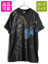 【7/8 最大半額SALE&ポイント5倍!!】 90s USA製 ★ インディアン 大判 オーバー プリント 半袖 Tシャツ ( メンズ M ) 古着 90年代 ネイティブアメリカン シングルステッチ 黒| 中古 90's アメリカ製 オールド ネイティブ 半袖Tシャツ プリントTシャツ プリントT クルーネッ