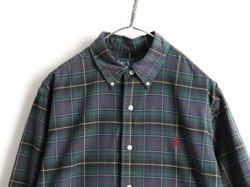 【8/30 24h限定 ポイント5倍!】 90s ■ ラルフローレン チェック 長袖 ボタンダウン シャツ ( メンズ L ) 古着 オールド POLO ポロ 長袖シャツ ワンポイント ポニー刺繍| 中古 90's 90年代 ラルフ RALPH LAUREN ボタンダウンシャツ チェックシャツ 柄シャツ クラシックフィ