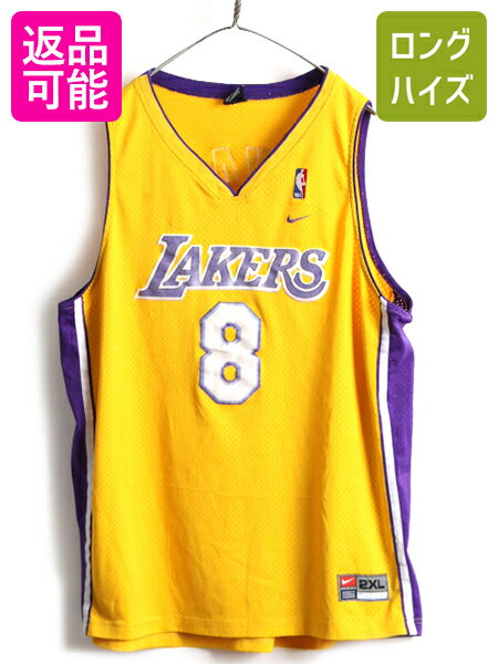 00s 大きいサイズ XXL ■ ナイキ NBA オフィシャル レイカーズ タンクトップ ( メンズ )古着 TEAM NIKE コービーブライアント ノースリーブ| 中古 古着 00's 00年代 オールド ロサンゼルス Los Angeles Lakers ユニフォーム スウォッシュ バスケットボール バスケ イエロー