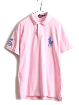 ビッグポニー 大きいサイズ XL ■ POLO ポロ ラルフローレン 鹿の子 半袖 ポロシャツ ( メンズ ) 古着 半袖シャツ ナンバリング ポニー刺?| 中古 ラルフ RALPH LAUREN 半袖ポロシャツ カスタムスリムフィット カノコ ワンポイント コットン CUSTOM SLIM FIT ピンク