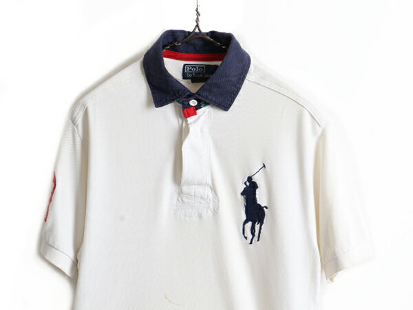 ビッグポニー 希少サイズ S ■ POLO ポロ ラルフローレン 鹿の子 半袖 ポロシャツ ( メンズ ) ラガーシャツ タイプ 半袖シャツ ラグビー 白| 中古 ラルフ RALPH LAUREN 半袖シャツ 半袖ポロシャツ ナンバリング ラガー ラグビーシャツ ポニー刺繍 ホワイト アメカジ US古着