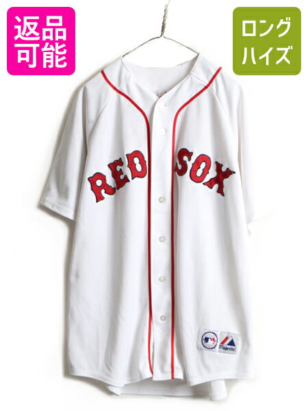 00s ■ MLB オフィシャル Majestic ボストン レッドソックス x 2PAC 半袖 ベースボール シャツ ( メンズ XL 程) 古着 00年代 Makaveli 白| 中古 00's オールド 大きいサイズ BOSTON REDSOX 半袖シャツ ベースボールシャツ ユニフォーム ゲームシャツ TUPAC 大リーグ US古着