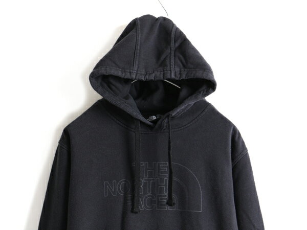 【スーパーSALE 最大半額&P6倍!!】 人気 黒 ■ ノースフェイス プリント スウェット フード パーカー ( メンズ L ) The North Face 裏起毛 トレーナー スエット プルオーバー| 古着 中古 アウトドア ノース フードパーカー ロゴパーカー ビッグロゴ プリントパーカー フーデ