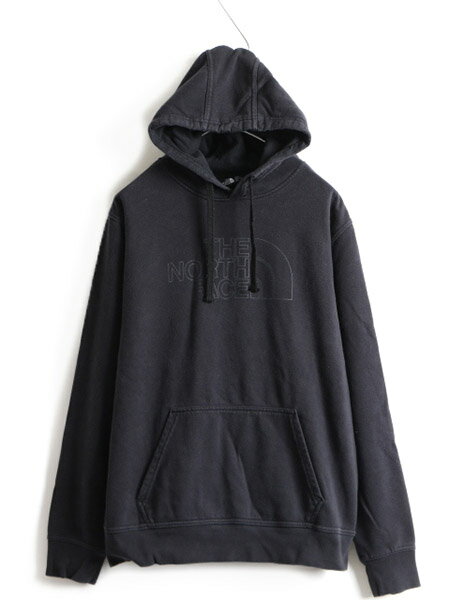 【スーパーSALE 最大半額&P6倍!!】 人気 黒 ■ ノースフェイス プリント スウェット フード パーカー ( メンズ L ) The North Face 裏起毛 トレーナー スエット プルオーバー| 古着 中古 アウトドア ノース フードパーカー ロゴパーカー ビッグロゴ プリントパーカー フーデ