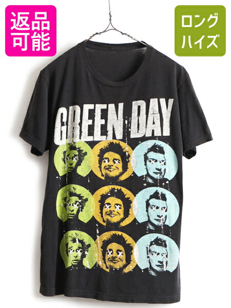 人気 黒 ■ GREEN DAY グリーンデイ プリント 半袖 Tシャツ ( メンズ M 程) 古着 バンT バンドT ロックT ロックTシャツ プリントTシャツ | 中古 半袖Tシャツ バンドTシャツ プリントTシャツ プリントT ブラック クルーネック カットソー UNO! DOS! TRE! アメカジ US古着