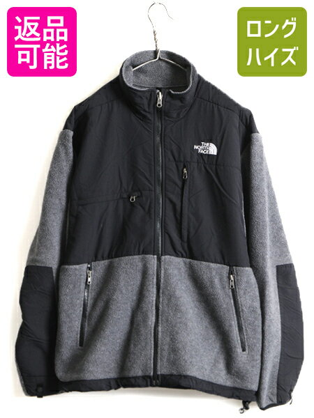 ■ ノースフェイス デナリ ジャケット ( メンズ M ) 古着 The North Face DENALI フルジップ フリース ナイロン ブルゾン 黒 濃灰 2トーン| 中古 アウトドア ノース フリースジャケット ジャンパー デナリジャケット ポーラテック POLARTEC ブラック チャコールグレー