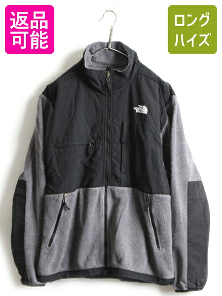 ■ ノースフェイス デナリ ジャケット ( メンズ L ) 古着 The North Face DENALI フルジップ フリース ナイロン ブルゾン 2トーン 黒 灰| 中古 アウトドア ノース フリースジャケット ジャンパー デナリジャケット ポーラテック POLARTEC ワンポイント ブラック グレー