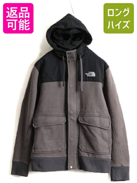 US企画 ■ ノースフェイス フルジップ フェイスマスク付き スウェット フード パーカー ジャケット ( メンズ L ) The North Face 2トーン| 古着 中古 ノース 日本未発売 アウトドア フードパーカー ジップアップ ジャンパー ブルゾン ブラック チャコールグレー 濃灰 黒