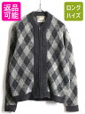 【5/1 24h限定10%OFF&P3倍!】 60s ビンテージ ★ アーガイル 総柄 フルジップ ウール ニット カーディガン ( メンズ M ) 古着 60...