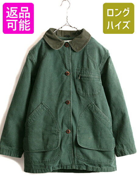 80s USA製 ビンテージ ■ エルエルビーン 脱着 ライナー付き ダック ハンティング ジャケット ( レディース M ) 80年代 LLBEAN LLビーン 緑| 古着 中古 80's アメリカ製 アウトドア ハンティングジャケット ブルゾン カバーオール プリマロフト 中綿 グリーン アメカジのサムネイル