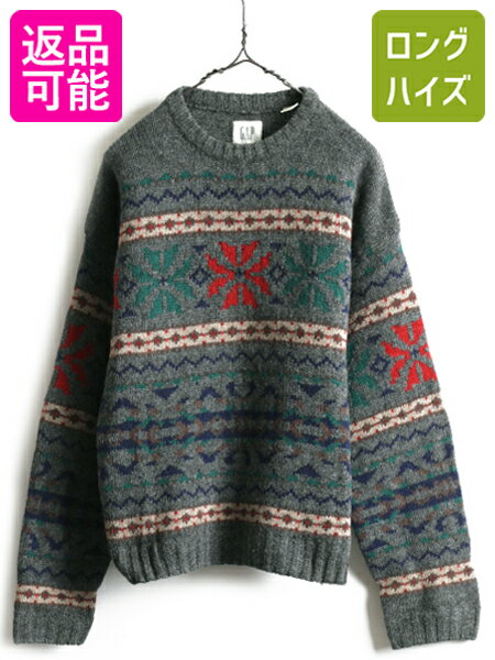 00s ■ OLD GAP ノルディック シェットランド ウール 長袖 ニット セーター メンズ レディース S / 00年代 オールド ギャップ 総柄 旧タグ...