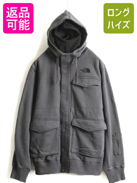 ■ ノースフェイス フルジップ フェイスマスク付き スウェット フード パーカー ジャケット ( メンズ M ) The North Face ブルゾン グレー| 古着 中古 ノース アウトドア トレーナー フードパーカー ジップアップ ジャンパー 裏 フリース ワンポイント ロゴ刺繍 チャコール