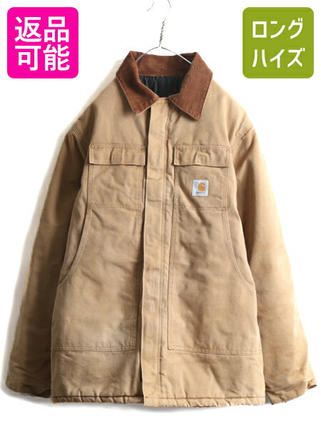 US企画 ■ カーハート トラディショナル コート ( メンズ XL 程) CARHARTT ダック ジャケット 中綿 キルティング ライナー付き ジャンパー| 古着 中古 日本未発売 廃盤 ワーク ワークジャケット ブルゾン 大きいサイズ カバーオール サンドストーン フルジップ ブラウン 茶