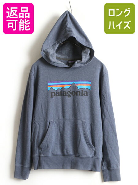 【5/20 24h限定 ポイント4倍 】 19年製 キッズ XL 155cm ■ パタゴニア フィッツロイ ロゴ プリント スウェット フード パーカー レディース S M 程/ PATAGONIA アウトドア 中古 裏起毛 薄手 トレーナー スエット プルオーバー スウェットパーカー P-6 ロゴ フーディ オー