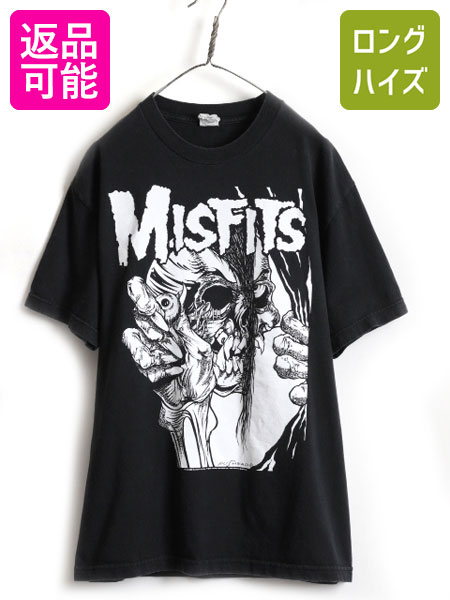 00s ★ ミスフィッツ パスヘッド スカル プリント 半袖 Tシャツ メンズ L / 00年代 MISFITS オフィシャル PUSHEAD パンク ロック バンド 黒| 古着 中古 00's オールド 当時物 メタル ドクロ 半袖Tシャツ プリントTシャツ プリントT バンドT バンドTシャツ ALSTYLE ブラック