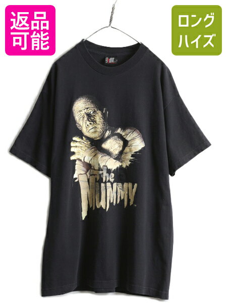 楽天古着ヴィンテージショップLong his【6/2 10％OFFクーポン 23:59まで!】 90s ★ The Mummy ミイラ プリント Tシャツ メンズ XL 90年代 オールド マミー キャラクター ハムナプトラ 映画 ムービー ホラー GIANT 黒| 古着 中古 90's オフィシャル ブラック ユニバーサルスタジオ ヘビーウェイト ムービーT プリン