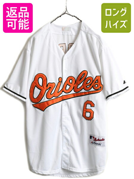 【5/20 6h限定 ポイント8倍!!】 ■ MLB オフィシャル Majestic ボルチモア オリオールズ ベースボール シャツ 40 メンズ M 程/ ゲームシャツ ユニフォーム メジャーリーグ| 古着 中古 マジェスティック BALTIMORE ORIOLES 白 オレンジ 黒 ベースボールシャツ ユニホーム 半