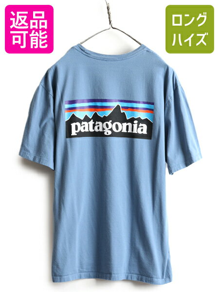 【5/14 マラソン 最大半額SALE&P5倍】 21年製 ■ パタゴニア プリント 半袖 Tシャツ メンズ M / 古着 Patagonia アウトドア フィッツロイ P-6 ボックスロゴ オーガニックコットン| 中古 ブルー 青 半袖Tシャツ ロゴT プリントTシャツ ロゴTシャツ カットソー オーガニック