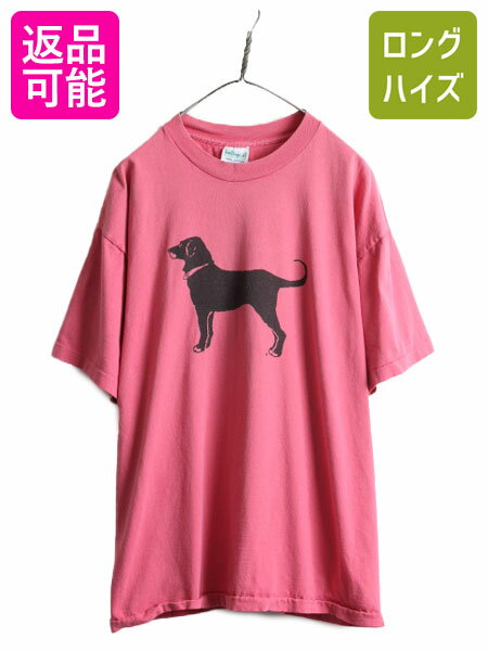 90s USA製 大きいサイズ XXL ■ The Black Dog ドッグ イラスト プリント Tシャツ メンズ 2XL 90年代 オールド アニマル 犬 ヘビーウェイト| 古着 中古 90's アメリカ製 米国製 シングルステッチ キャラクター オーバーサイズ 半袖 半袖Tシャツ プリントTシャツ ヘビーオンスのサムネイル