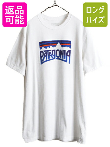 【5/14 マラソン 最大半額SALE&P5倍】 17年製 ■ パタゴニア プリント 半袖 Tシャツ メンズ L / 古着 Patagonia アウトドア フィッツロイ アート イラスト グラフィック ホワイト| 中古 ロゴTシャツ プリントTシャツ 半袖Tシャツ Responsibili-Tee レスポンシビリティ クル