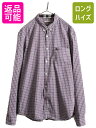 【4/20 6h限定 P8倍&10%OFF!!】 大きいサイズ XL ■ バーバリー ブリット チェック 3点留め ボタンダウン 長袖 シャツ メンズ / 古着 BURBERRY BRIT ワンポイント コットン| 中古 長袖シャツ チェックシャツ コットンシャツ ボタンダウンシャツ 柄シャツ ポケット付き ロゴ