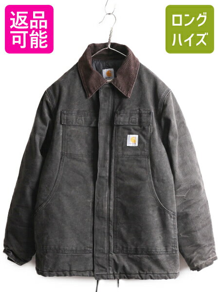 90s USA製 カーハート アークティック ダック トラディショナル コート メンズ L 程 オールド CARHARTT ジャケット ブルゾン 中綿 ライナー| 古着 中古 90's 90年代 黒 ブラック アメリカ製 キルティング ライナー付き ワーク ワークジャケット ジャンパー カバーオール C03