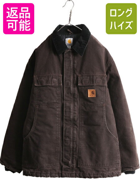 US企画 カーハート トラディショナル コート メンズ M / 古着 CARHARTT ダック ジャケット ブルゾン 中綿 キルティング ライナー 濃茶 廃盤| 中古 日本未発売 ワーク ワークジャケット ダックジャケット ジャンパー カバーオール フルジップ ジップアップ ブラウン 茶 USED