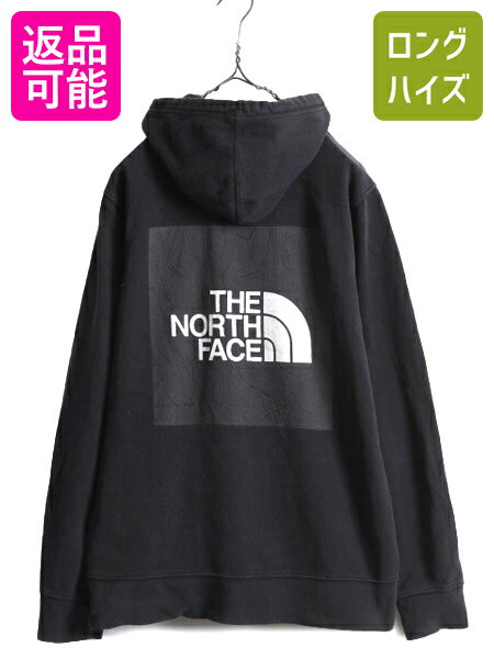  ノースフェイス 両面 プリント スウェット フード パーカー メンズ M / The North Face プルオーバー 裏起毛 黒 トレーナー ブラック 薄手| 古着 中古 ノース スエット プリントパーカー ロゴパーカー フードパーカー スウェットパーカ