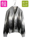 【5/1 24h限定10%OFF&P3倍!】 60s ★ 総柄 モヘア ニット カーディガン メンズ M 古着 ヴィンテージ 柄入り モヘヤ 前開き セーター ...