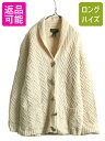 【7/8 最大半額SALE&ポイント5倍!!】 90s 手編み LAUREN ラルフローレン ショールカラー ケーブル ハンド ニット セーター レディース L...
