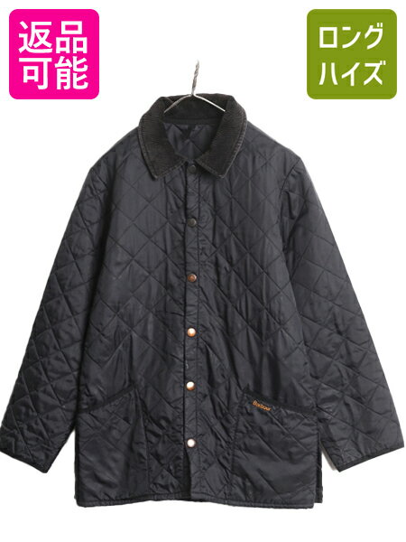 【5/20 24h限定 ポイント4倍!】 90s イギリス製 バブアー リッズデイル ジャケット メンズ S 90年代 オールド Barbour 中綿 キルティング ジャンパー コート 3ワラント 黒| 古着 中古 ブラック 90's 英国製 イングランド製 ハーフコート キルティングジャケット 中綿ジャケ