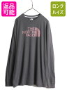【7/15 555円OFFクーポン×P最大8倍!】 ノースフェイス プリント 長袖 Tシャツ メンズ L / 古着 The North Face アウトドア ロンT プリントT ロゴT クルーネック カットソー 濃灰| 中古 ノース 長袖Tシャツ プリントTシャツ ロゴTシャツ ロングTシャツ ロングスリーブ ロゴ