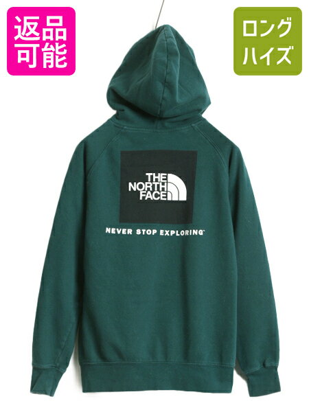  US企画 ノースフェイス 両面 プリント スウェット フード パーカー レディース М 古着 The North Face プルオーバー 裏起毛 トレーナー 緑| 中古 ノース スエット ロゴパーカー スウェットパーカー プリントパーカー フードパーカー