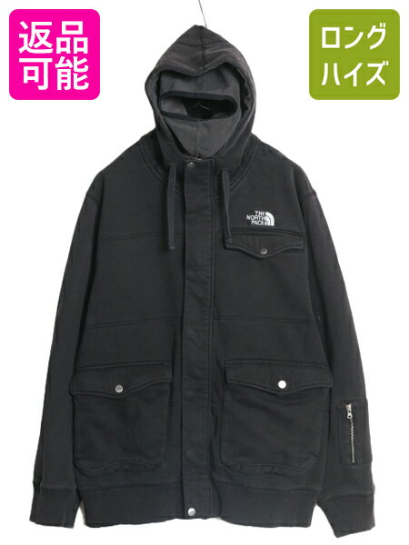 US企画 ノースフェイス フルジップ フェイスマスク付き スウェット フード パーカー ジャケット メンズ XL / 黒 The North Face アウトドア| 古着 中古 大きいサイズ ノース 日本未発売 ブラック ヘビーウェイト 裏 フリース スエット トレーナー フードパーカー ジャンパー