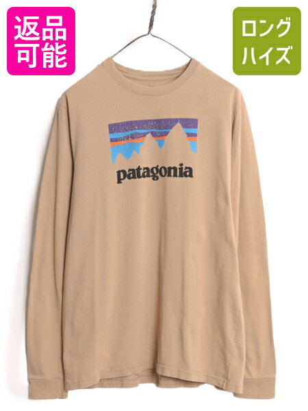  17年製 パタゴニア プリント 長袖 Tシャツ メンズ М / Patagonia アウトドア ロンT グラフィック ステッカー ロゴ オーガニック コットン| 古着 中古 長袖Tシャツ プリントTシャツ ロゴTシャツ ロングスリーブ ロングTシャツ オーガニックコ