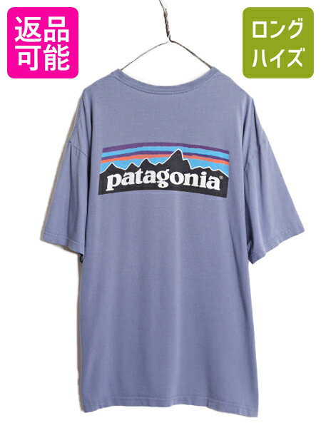 USA製 パタゴニア 両面 プリント 半袖 Tシャツ メンズ XL 古着 Patagonia アウトドア 大きいサイズ P6 バックプリント ボックスロゴ ブルー| 中古 アメリカ製 米国製 半袖Tシャツ プリントTシャツ ロゴTシャツ オーガニック コットン カットソー クルーネック フィッツロイ