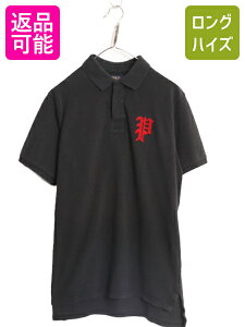 ポロ ラルフローレン 鹿の子 半袖 ポロシャツ メンズ XL 半袖シャツ ラガーシャツ タイプ ラグビー Pロゴ ワッペン ブラック ワンポイント| 古着 中古 黒 大きいサイズ POLO RALPH LAUREN 半袖ポロ 半袖ポロシャツ 鹿の子ポロシャツ ラガー ラグビーシャツ カノコ コットン