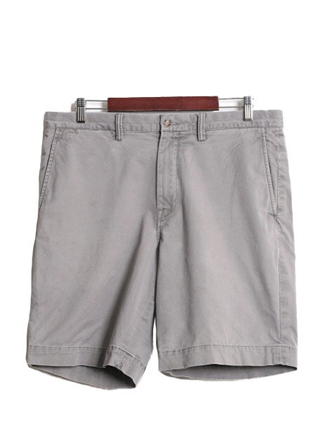 【7/27 24h限定ポイント5倍!】 ポロ ラルフローレン コットン チノ ショートパンツ メンズ 34 古着 ショーツ 短パン 半パン アーミー タイプ ノータック 灰 ワンポイント| 中古 POLO RALPH LAUREN ラルフ ショート パンツ チノパン ハーフパンツ タックなし 5ポケット ミリ