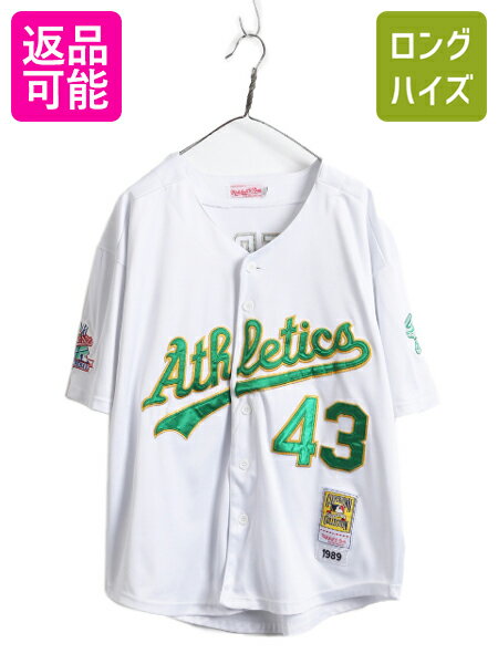 【5/20 24h限定 ポイント4倍!】 MLB オフィシャル ミッチェルアンドネス アスレチックス ベースボール シャツ メンズ L 程/ 古着 ユニフォーム メジャーリーグ 半袖シャツ| 中古 Mitchell&Ness クーパーズタウン ユニホーム ベースボールシャツ 野球 大リーグ ゲームシャツ