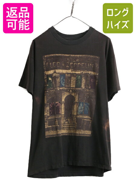 楽天古着ヴィンテージショップLong his80s 90s USA製 ★ レッド ツェッペリン プリント Tシャツ メンズ XL ヴィンテージ Led Zeppelin オフィシャル バンド シングルステッチ 黒| ロック ブラック 古着 中古 80年代 90年代 80's 90's オールド ビンテージ アメリカ製 レッドツェッペリン 当時物 半袖Tシャツ USED